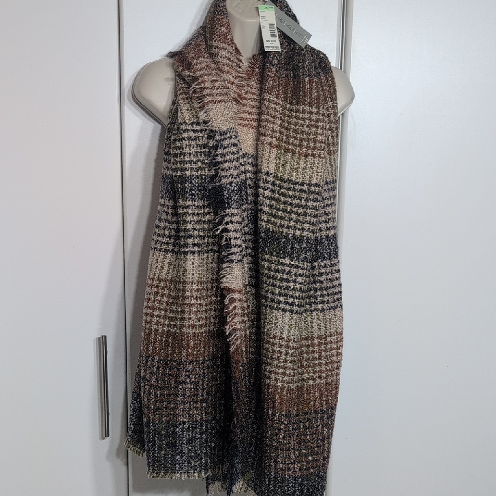 Sears Women's Superbrush Plaid Wrap in Blue and Brown